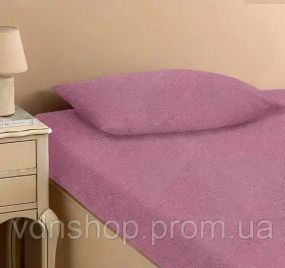Лавандове Простирадло махрове на резинці з наволочками Anisa (220х240+30 см)