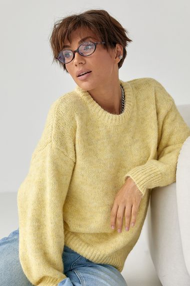 В'язаний светр вільного крою - жовтий цвет, ONE SIZE (є розміри) | Зображення 4