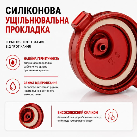 Спортивна пляшка для води 2500 мл з тритану із соломинкою, Червона — Ударостійка та без BPA | Зображення 4