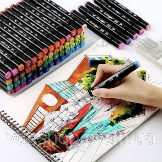 Набір професійних двосторонніх маркерів, Двосторонні маркери для творчості малювання LI-79 | Зображення 8