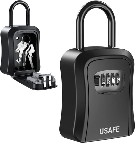 Підвісний металевий міні сейф для ключів uSafe KS-05, з гачком і паролем, Чорний | Зображення 3