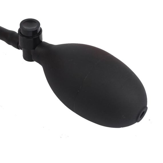 Надувной реалистичный фаллоимитатор черного цвета с мошонкой | Зображення 2