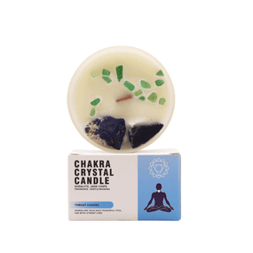 Свічка соєва з камінням  Чакра горла дерев'яний гніт 360г Chakra 5056368333361