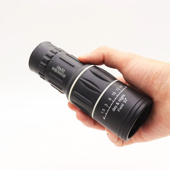 Мощный монокуляр с двойной фокусировкой 16x52, в чехле / Туристический монокуляр для охоты и рыбалки | Зображення 8