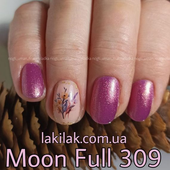 Гель-лак Moon Full №309 крокус з дрібним золотистим шимером 8мл