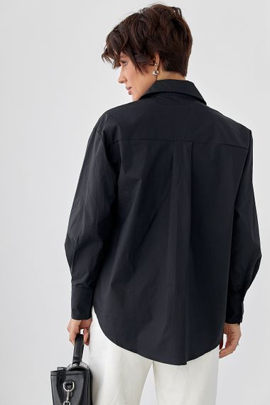 Класична сорочка з трояндами на ґудзиках - чорний цвет, ONE SIZE (є розміри) | Зображення 1