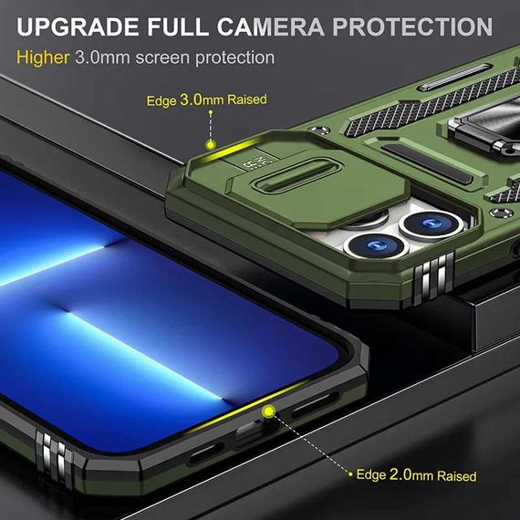 Ударостійкий чохол Camshield Army Ring для Apple iPhone 12 Pro / 12 (6.1") Оливковий / Army Green | Зображення 4