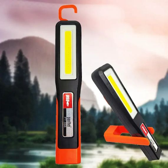 Ліхтар акумуляторний ручний LED з магнітом та гачком COB бічна панель зарядка USB 1200mAh ліхтарик PT-998