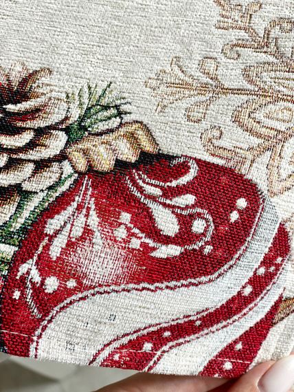 Скатертина гобеленова ALLOVER34278 Limaso, 97х100, Квадратна, Новорічний, З мікрофіброю + золотим люрексом, 74% поліестер, 23% бавовна, 3% акрил, Гобелен | Зображення 2