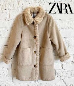 Zara пальто-дубленка под мех овчину