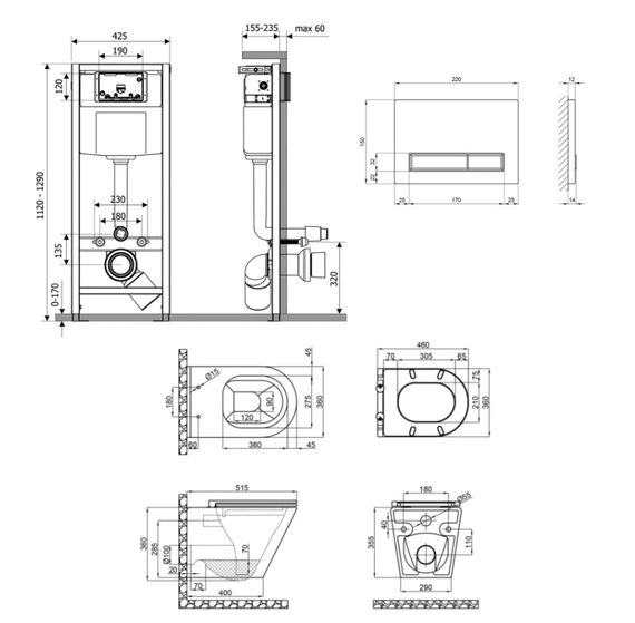 Набір Qtap Nest 4 в 1 підвісний унітаз Scorpio Ultra Quiet 520x365x365 + комплект інсталяції QT1433053EUQW45168 | Зображення 1