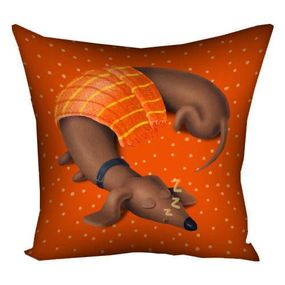 Подушка габардинова з принтом Такса спить 40x40 (4P_DOG080)