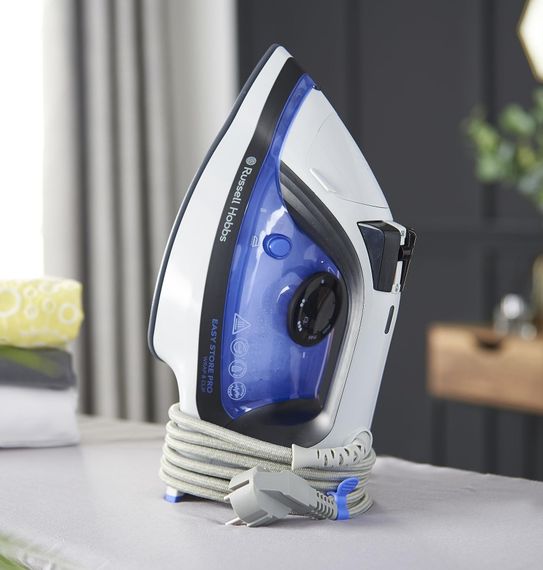 Праска Russell Hobbs Easy Store Pro, 2400Вт, 320мл, паровий удар -180гр, постійна пара - 45гр, зберігання шнура, керам. підошва, біло-синій (26730-56) | Зображення 1