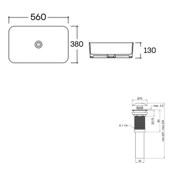 Раковина накладна Qtap Virgo N 560x380x130 White з донним клапаном QT18116308W48462 | Зображення 6