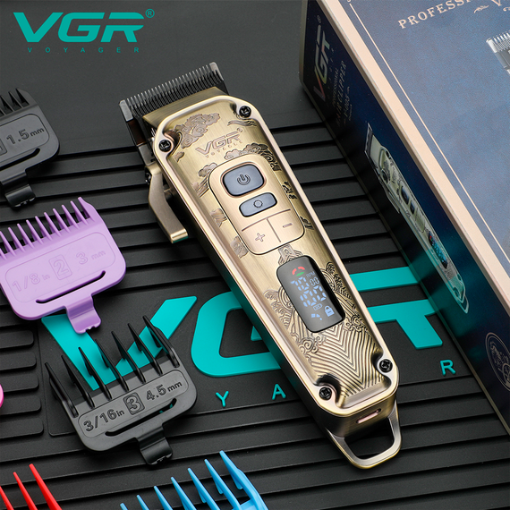 Акумуляторна машинка для стрижки VGR V-005, 8 насадок, LED дисплей | Зображення 6