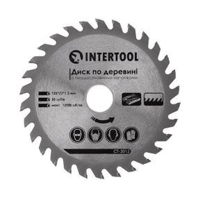 Диск пиляльний для дерева з твердосплавними напайками INTERTOOL CT-30131