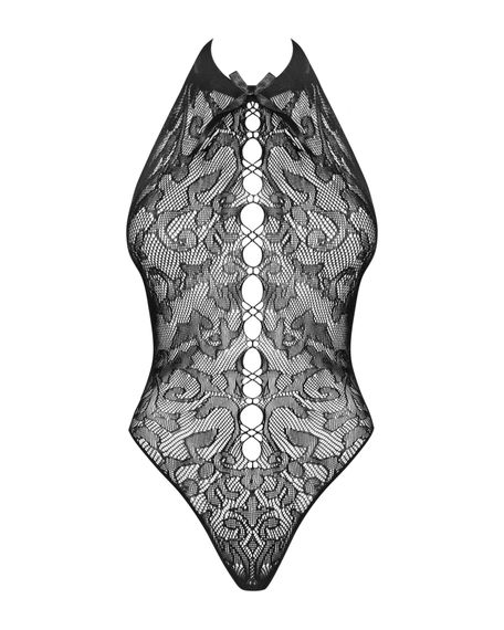 Бодістокінг з великими осередками та відкритою спиною Obsessive B113 teddy S/M/L, халтер | Зображення 4