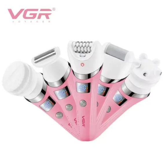 Багатофункціональний акумуляторний епілятор із підсвічуванням VGR V-759 5в1 жіноча електробритва | Зображення 1