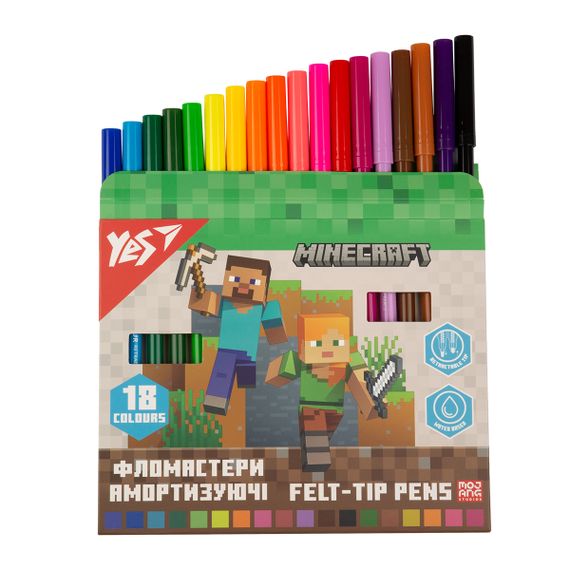 Набор фломастеров амортизирующих YES Minecraft 650584 18 цветов | Зображення 1