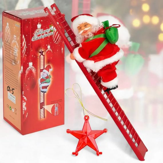 Игрушка Дед Мороз, на лестнице CX-5 музыкальная новогодняя игрушка
