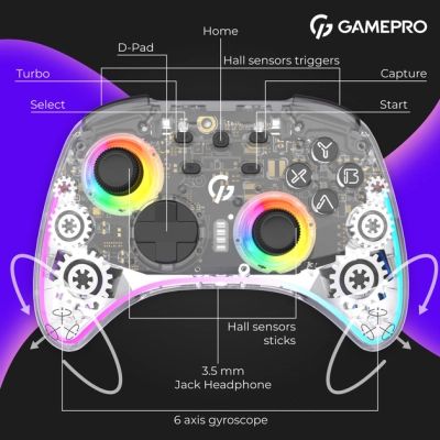 Геймпад GamePro GPX13T 2.4G/BT 5.1/USB/PC/iOS/Android RGB Transparent (GPX13T) | Зображення 6