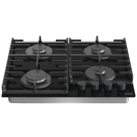 Варочная поверхность Gorenje GT642SYB/ газ на стекле / электроподжиг/ газконтроль/чугунная решетка/ черная (GT642SYB) | Зображення 1
