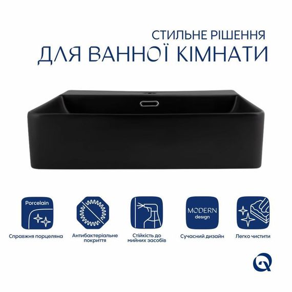 Раковина Qtap Nando LT 500х420х130 Matt black QT12116146AMB | Зображення 2
