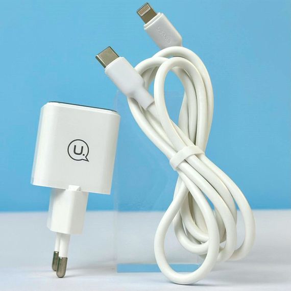 МЗП Usams US-CC186 PD30W (1USB-C) + кабель Type-C to Lightning White | Зображення 3