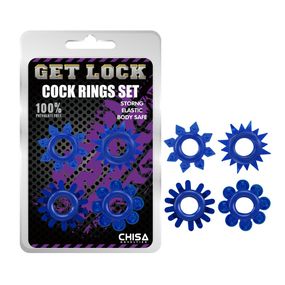 Набір ерекційних кілець Chisa GK Power Cock Rings з різними структурами, сині sexstyle