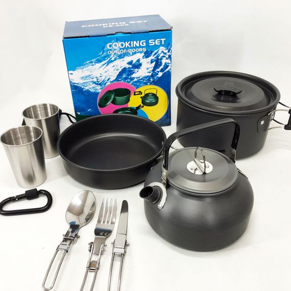 Похідний набір посуду, Туристичний посуд з нержавіючої сталі, Функціональний туристичний посуд | Зображення 6