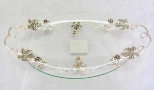 Блюдо овальне з ручками декоративне Grapes 43х24х8см