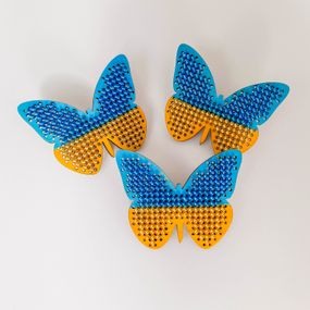 Брошка вишита патріотичний метелик
