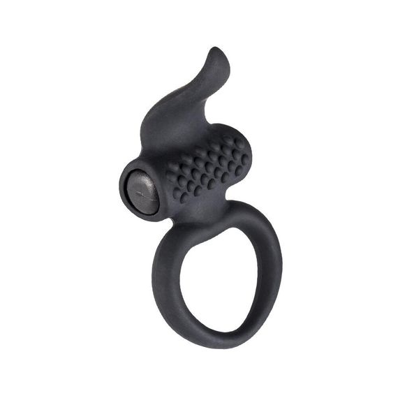 Эрекционное виброкольцо Adrien Lastic Lingus Black с язычком и щеточкой для стимуляции клитора Sex Aura