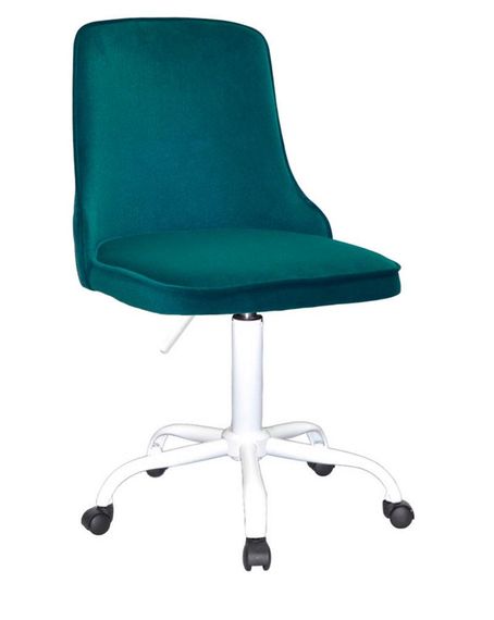 Стілець з м'яким сидінням Adam WT-Office D-530 мм на білій хрестовині з колесами, оббивка велюр зелений B-1003 | Зображення 2