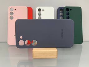 Samsung Galaxy S23 Протиударний чохол з логотипом софт тач сірий