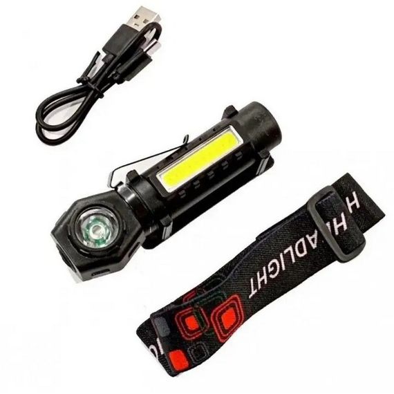 Налобний ліхтар на акумуляторі 2в1 KX-212 9074 Black HeadLight | Зображення 4