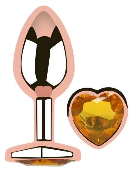 Анальна пробка EGZO Rose Gold Heart Plug S з бурштиновим кристалом у формі серця Sex Aura | Зображення 1