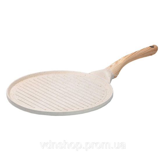 Сковорода гриль круглая Ø 26.5 см низкая с гранитным покрытием рифленая бежевая HP39581W