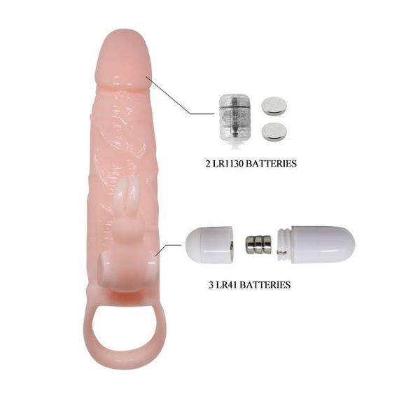 Насадка на пенис BAILE Brave Man Skin, с вибрацией, телесная Sex Aura | Зображення 3