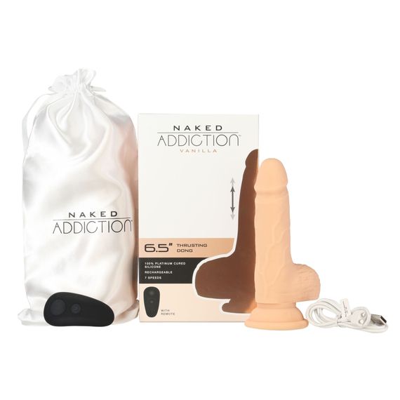 Фалоімітатор-пульсатор Naked Addiction 6.5″ Thrusting Dong With Remote, рухи вперед-назад, пульт ДК | Зображення 6