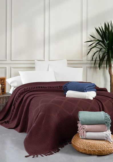 Вафельное покрывало Sikel 210×240 см. Elegan Kahve | Зображення 5