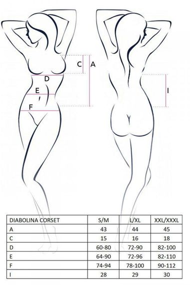 Корсет з відкритими грудьми Passion DIABOLINA CORSET XXL/XXXL, black, пажі, трусики, напівпрозорий Sex Aura | Зображення 2
