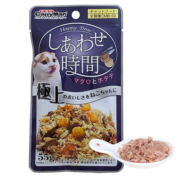 Корм CattyMan Tuna Bonito Scallop вологий з тунцем, макрелью та гребінцем для котів 55 гр