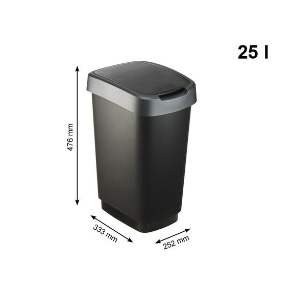 Контейнер для сміття Rotho (Рото) Twist 25 л (17544) Чорний | Зображення 1