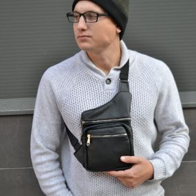 Оригінальна чоловіча сумка крос-боді, Сумка кобура наплічна чоловіча чорна через плече TC-90