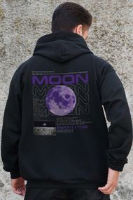 Утеплене зіп худі на флісі зіпер з принтом Moon Without Kane Black