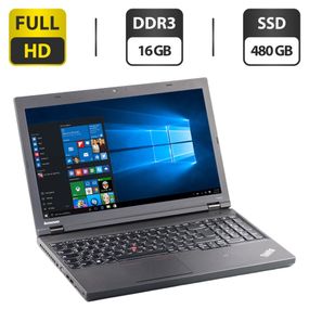 Ноутбук Б-клас Lenovo ThinkPad T540p / 15.6" (1920x1080) TN / Intel Core i5-4300M (2 (4) ядра по 2.6 - 3.3 GHz) / 16 GB DDR3 / 480 GB SSD / Intel HD Graphics 4600 / WebCam б/в