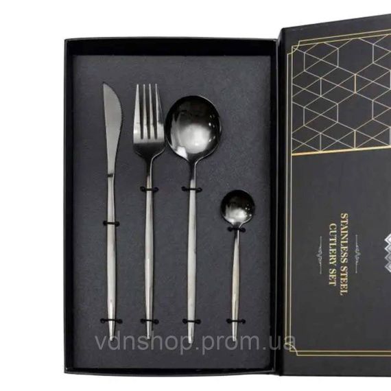 Набор столовых приборов 24 предмета набор ложек вилок и ножей на 6 персон Черный HP-20-45 | Зображення 2