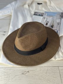 Солом'яний капелюх Федора Коричневий One size 56-58р (845-0)