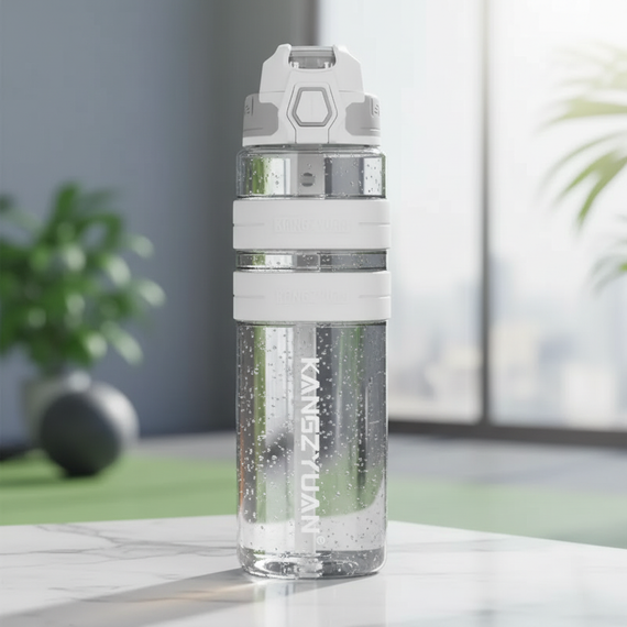 Спортивная бутылка для воды KANGZYUAN 700 мл Белая Тритановая (BPA Free), с клапаном и поилкой | Зображення 6